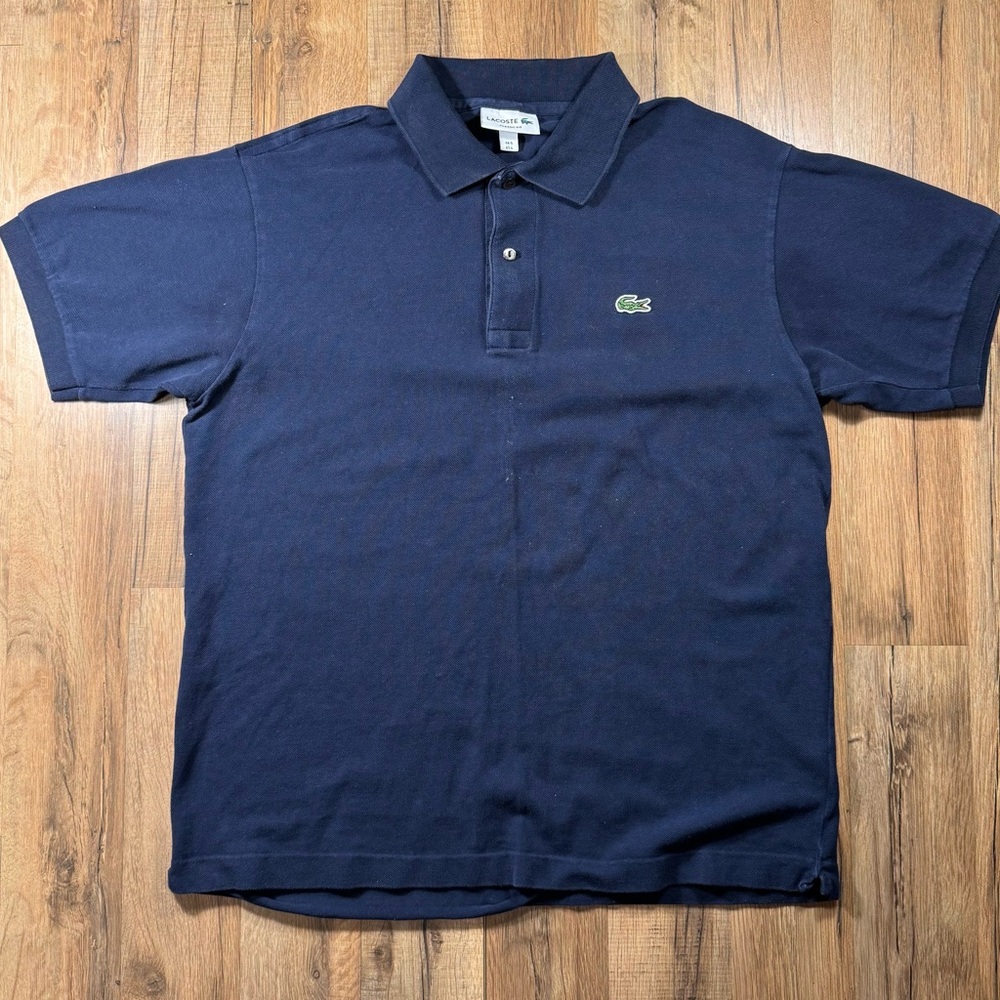 Lacoste Mens Navy Blue Classic Fit Polo Shirt Short Sleeve Crocodile Logo Size L